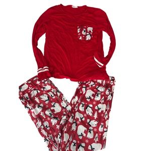 Ekouaer Womens Pajama Set M Red Polar Bear Christmas Holiday Sleepwear